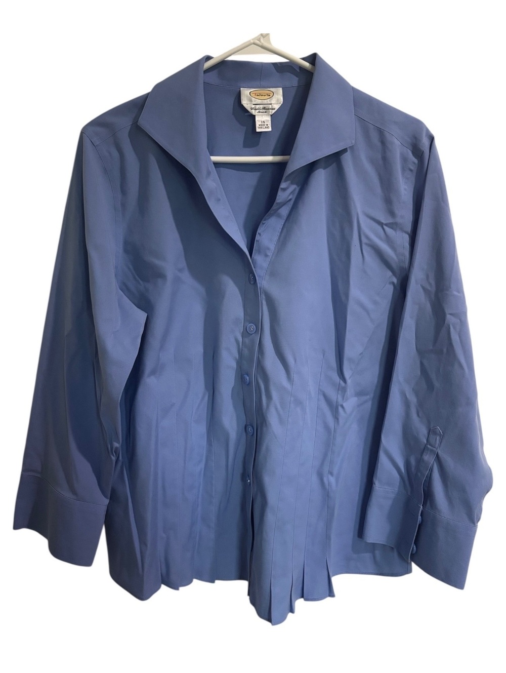Talbots Wrinkle Resistant Stretch Button Front Shirt Women’s 14 Blue Career